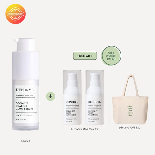COCONUT HEALING GLOW SERUM 30ml - Newly Upgraded with 3 Active Glow Booster - Niacinamide , Alpha Arbutin and Tranexamic Acid