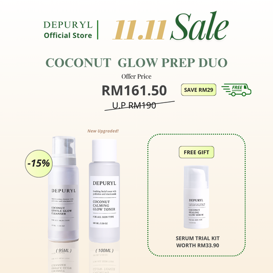 [FREE MINI SERUM 5ML] COCONUT GLOW PREP DUO [ Cleanser + Toner ] [ FREE SHIPPING ]
