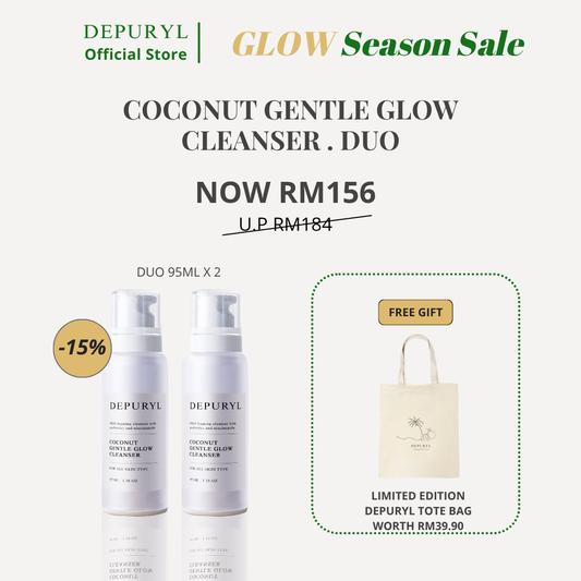 DOUBLE THE GLOW ! COCONUT GENTLE GLOW CLEANSER 95ml x 2 FREE Gift Bag