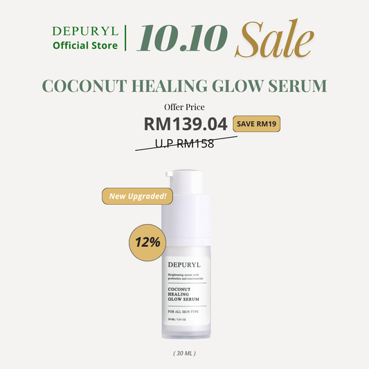 COCONUT HEALING GLOW SERUM 30ml - Newly Upgraded with 3 Active Glow Booster - Niacinamide , Alpha Arbutin and Tranexamic Acid