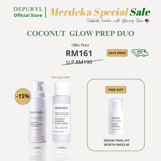 [FREE MINI SERUM 5ML] COCONUT GLOW PREP DUO [ Cleanser + Toner ]
