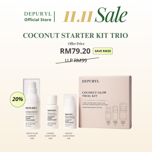 Coconut GLOW Trial Set [ Cleanser , Toner , Serum ]