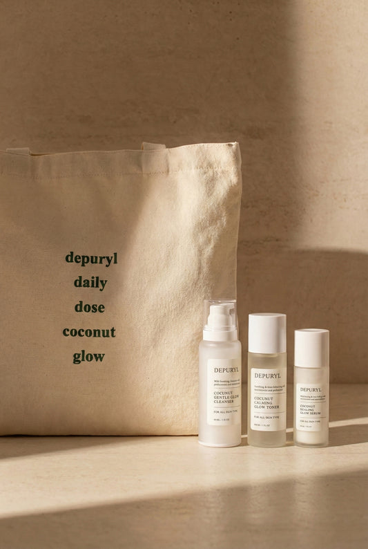 COCONUT GLOW TRIO SET - The Complete GLOW Routine! [FREE TOTE BAG & 100ml TONER]